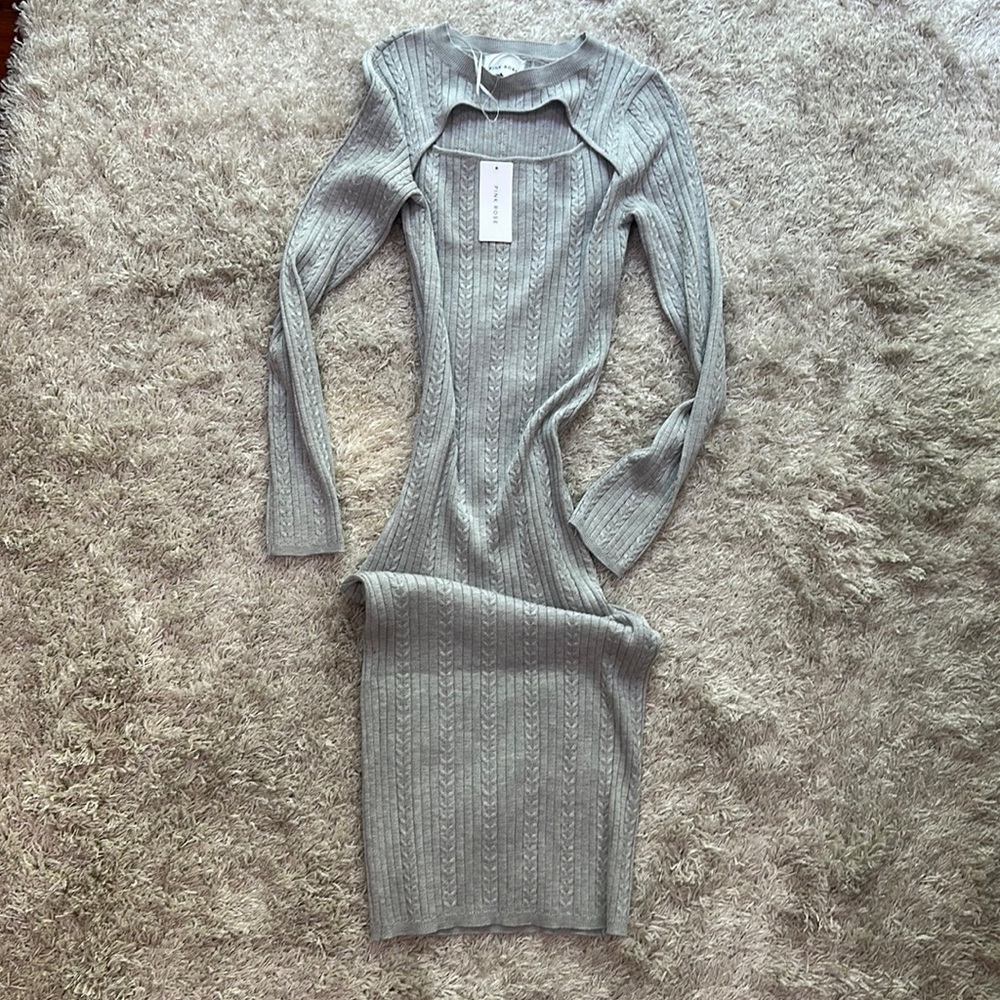 Pink rose never worn sweater dress with chest cut out